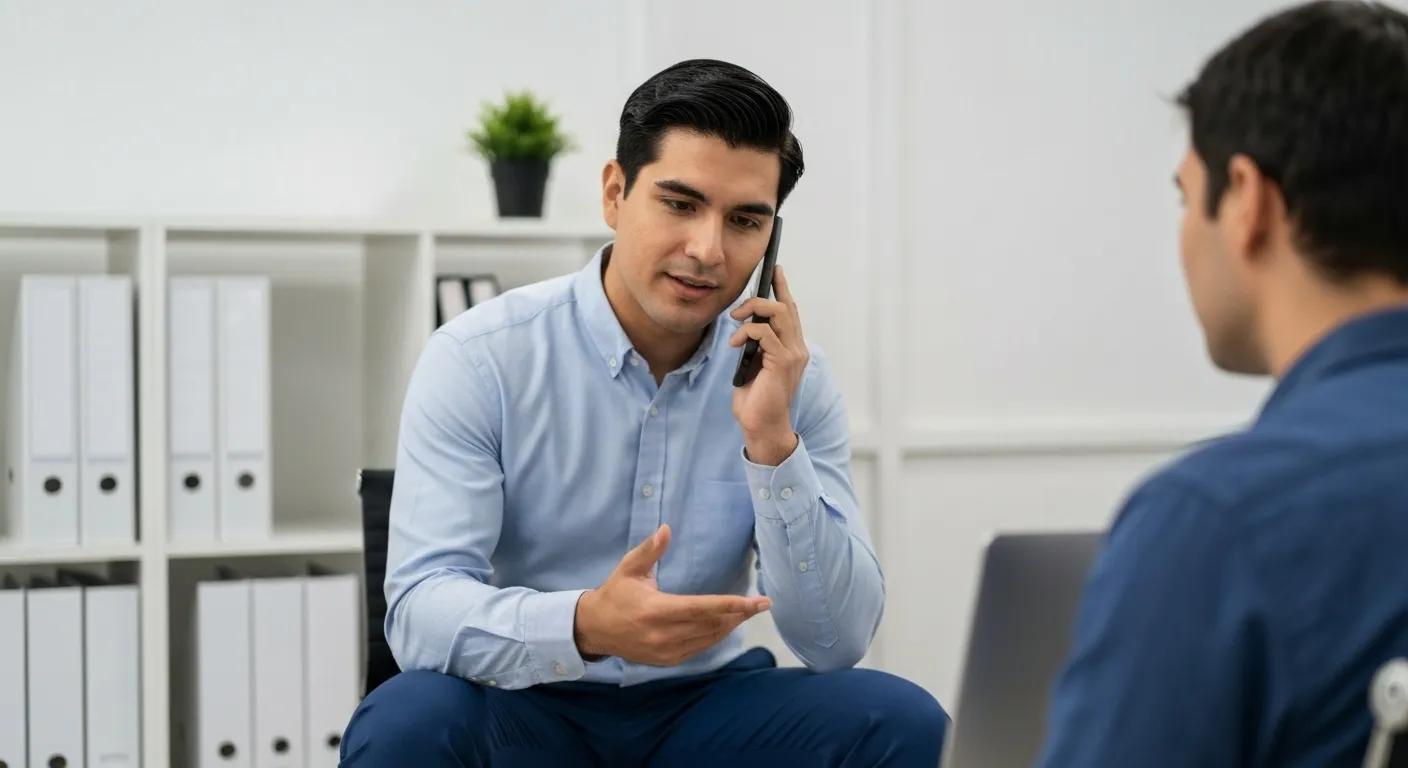 A friendly customer service representative clearly explaining towing service pricing, building customer confidence