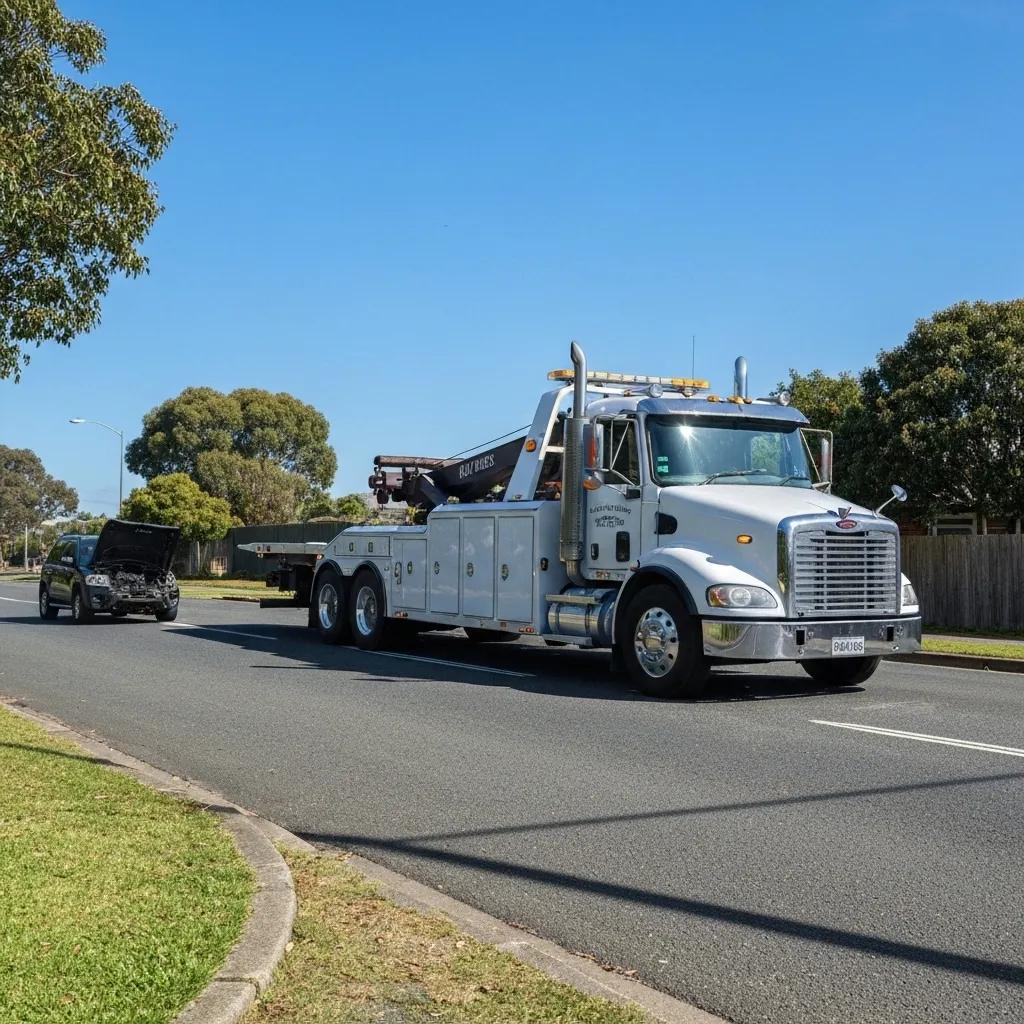 Emergency towing truck responding to a vehicle breakdown in Carlingford